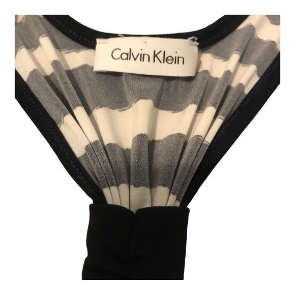 CALVIN KLEIN Dress/Cover-Up Slip On Stripes Navy/White Size Measures S - Picture 2 of 5